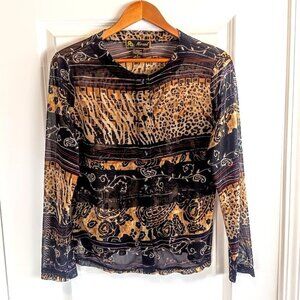 Mirasol Abstract Print Sheer Mesh Cardigan